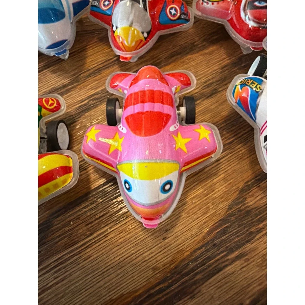 18 Pack Pull Back Airplane Toys Miniature Friction Powered Cartoon Jets Bulk Set